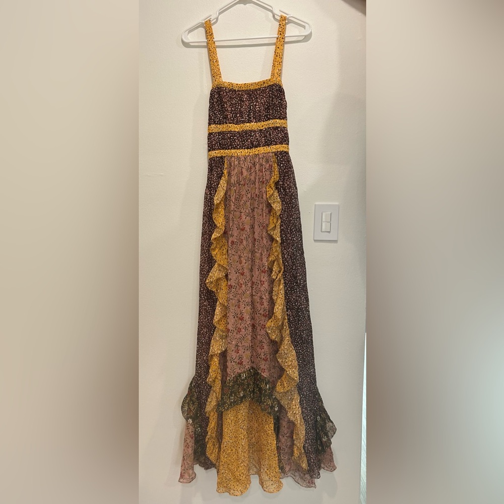 Floral Patchwork Maxi dress with open back